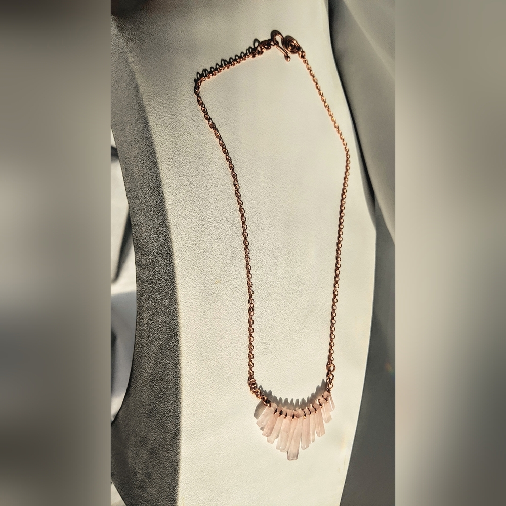 Rose Quartz Necklace-Artisan Crafted- Genuine Copper Jewelry - Picture 13 of 14